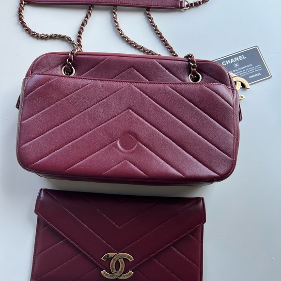 Chanel Red Lambskin Leather Chain Strap Camera Bag with Removable Wallet - Picture 16 of 16